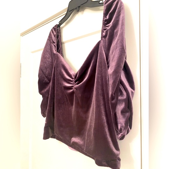 EUC [AND NOW THIS] Velvet Plum Purple Ruched Princess Top Women’s Plus Sz 2X - Picture 7 of 16